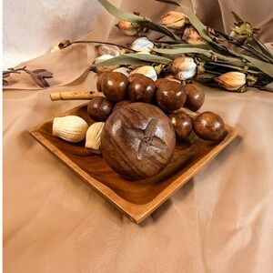 Wood Fruit and Plate‎ Set Vintage